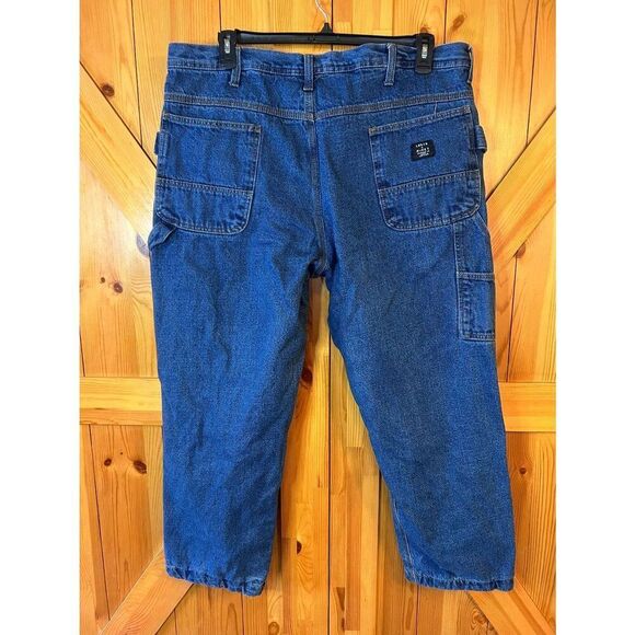 Lakin Mckey Mens Flannel Lined Dark Wash Carpenter Jeans Size 42x30 (5106) - Picture 4 of 8